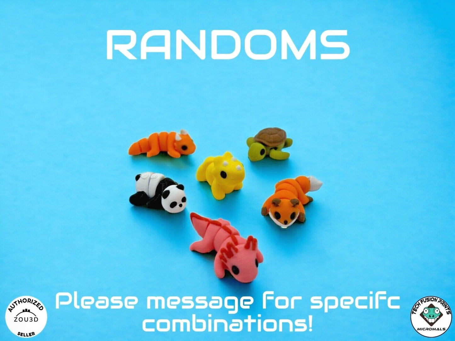 "Micromals" Flexi 3D Printed Micro Animals (Sets of 3 & 6)