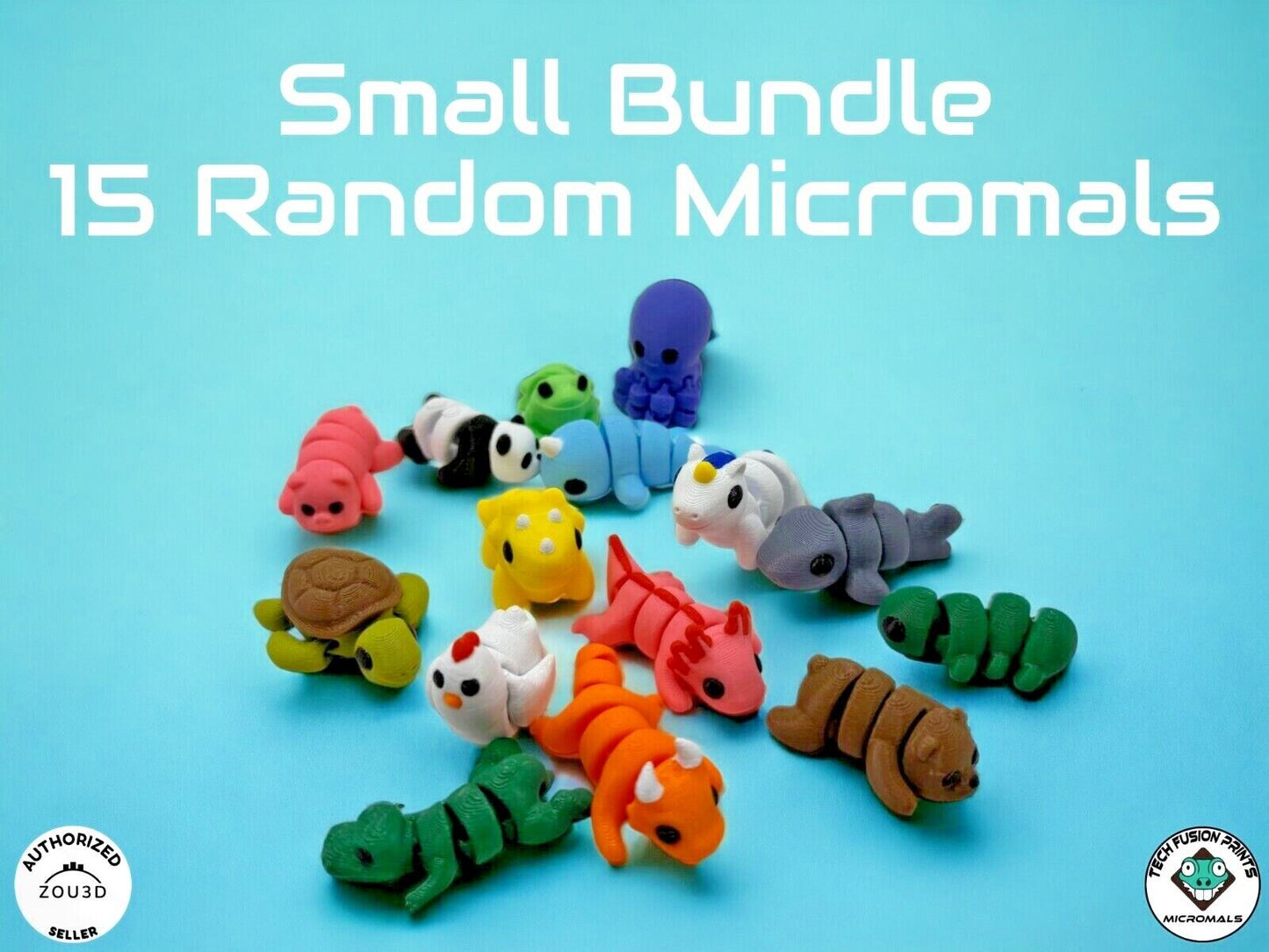 "Micromals" Flexi 3D Printed Micro Animals (Sets of 3 & 6)