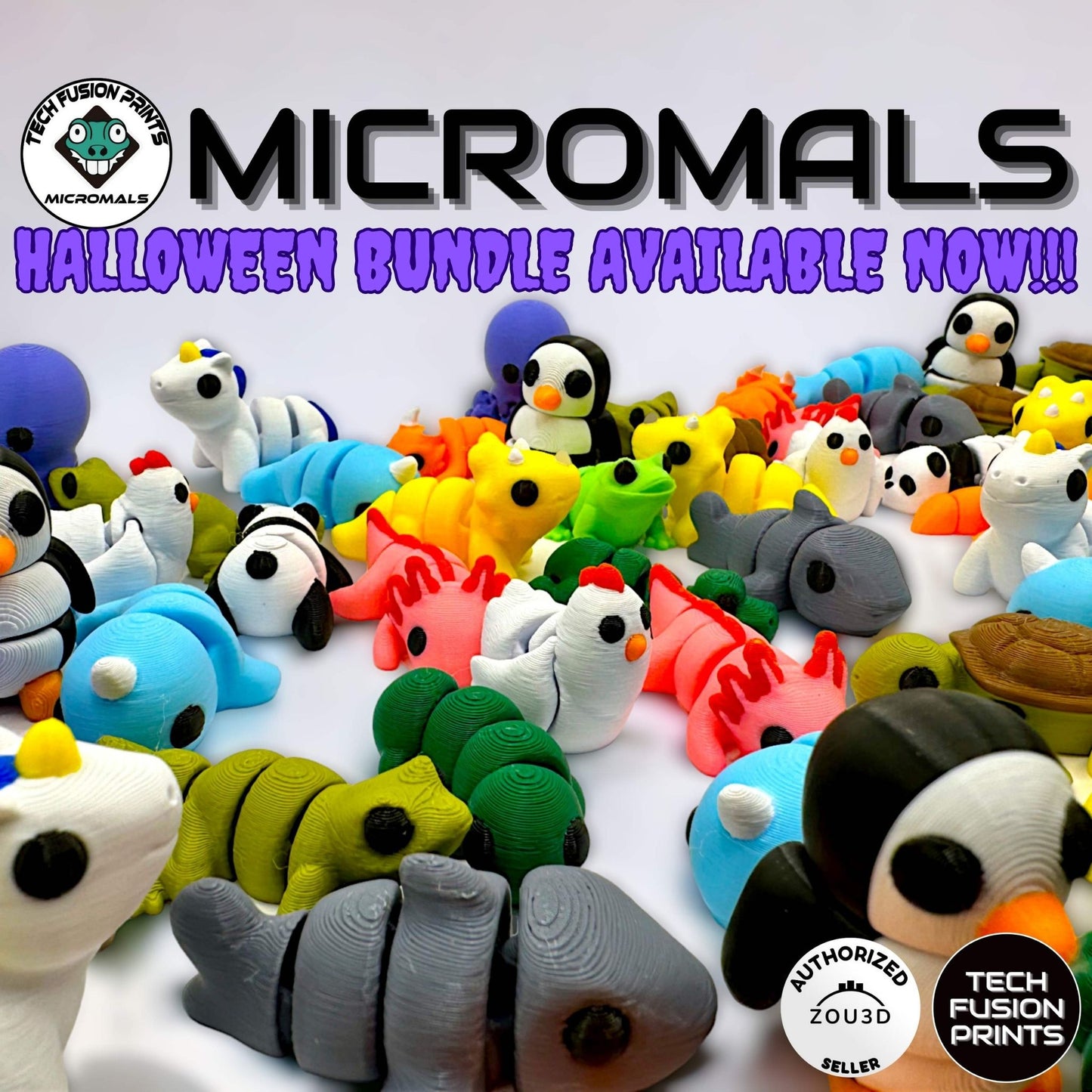 "Micromals" Flexi 3D Printed Micro Animals (Sets of 3 & 6)